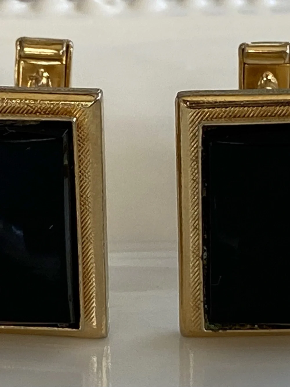 Gold and Black OnyxGeometric Cufflinks - Men's Accessory